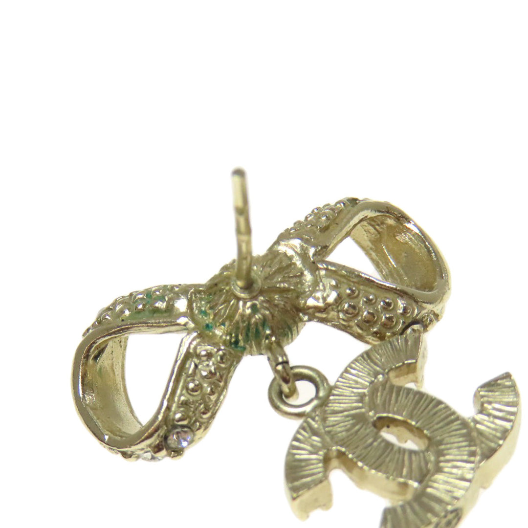 CHANEL Pierce metallic gold COCO Mark Ribbon Women Used Authentic