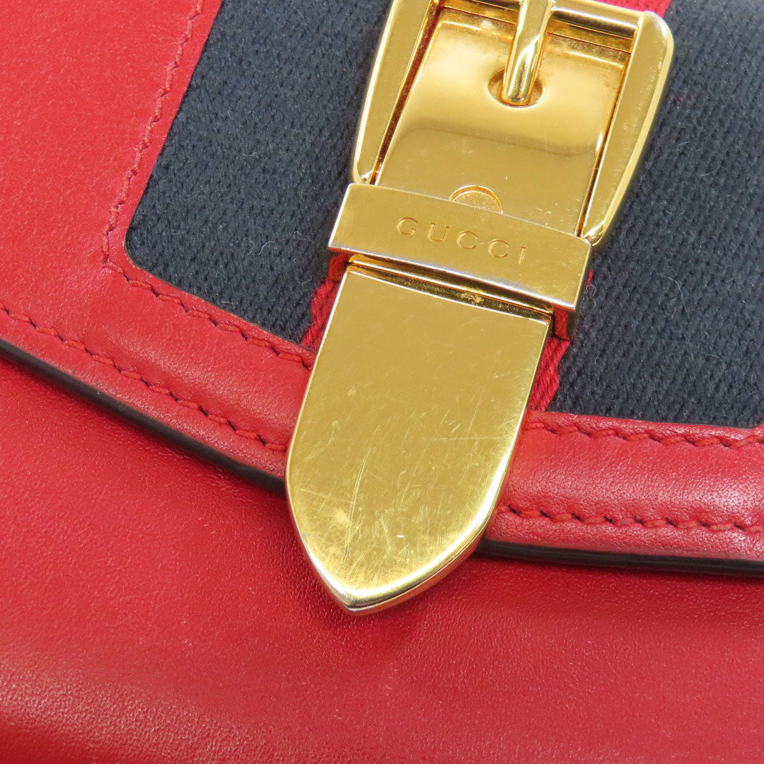 GUCCI Long Wallet Purse 476084 leather Red Sylvie Continental Women Used Authentic