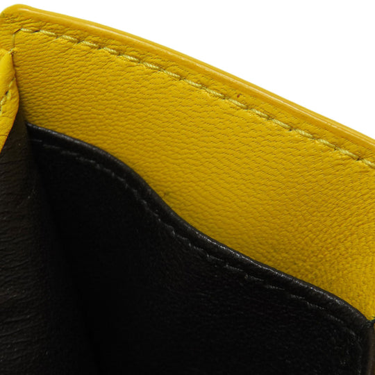 BALENCIAGA Bifold Wallet 529098 leather yellow logo Tri-fold Wallet Women Used Authentic