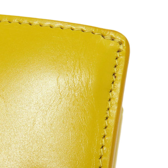 BALENCIAGA Bifold Wallet 529098 leather yellow logo Tri-fold Wallet Women Used Authentic