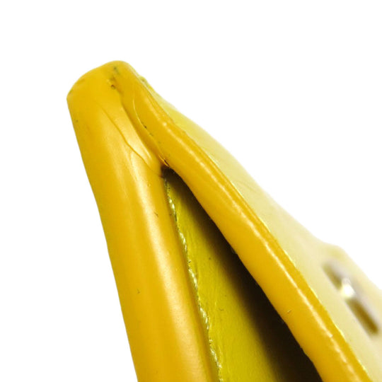 BALENCIAGA Bifold Wallet 529098 leather yellow logo Tri-fold Wallet Women Used Authentic