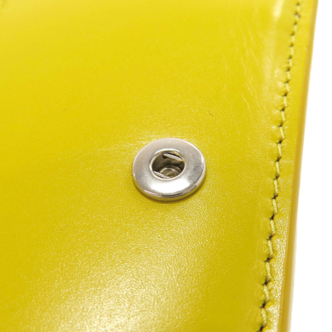 BALENCIAGA Bifold Wallet 529098 leather yellow logo Tri-fold Wallet Women Used Authentic