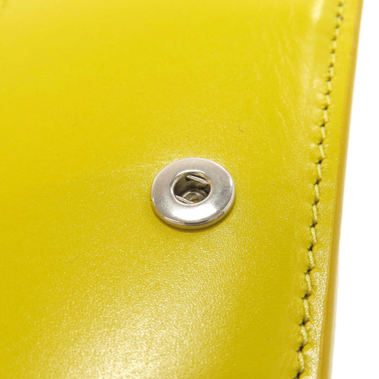 BALENCIAGA Bifold Wallet 529098 leather yellow logo Tri-fold Wallet Women Used Authentic