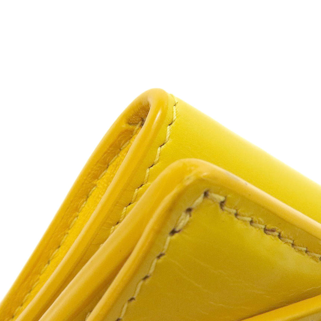 BALENCIAGA Bifold Wallet 529098 leather yellow logo Tri-fold Wallet Women Used Authentic