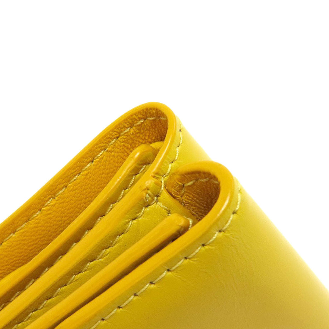 BALENCIAGA Bifold Wallet 529098 leather yellow logo Tri-fold Wallet Women Used Authentic