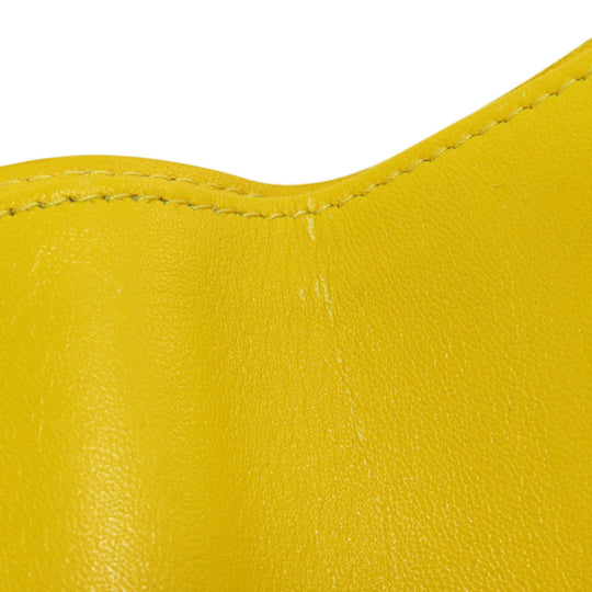 BALENCIAGA Bifold Wallet 529098 leather yellow logo Tri-fold Wallet Women Used Authentic