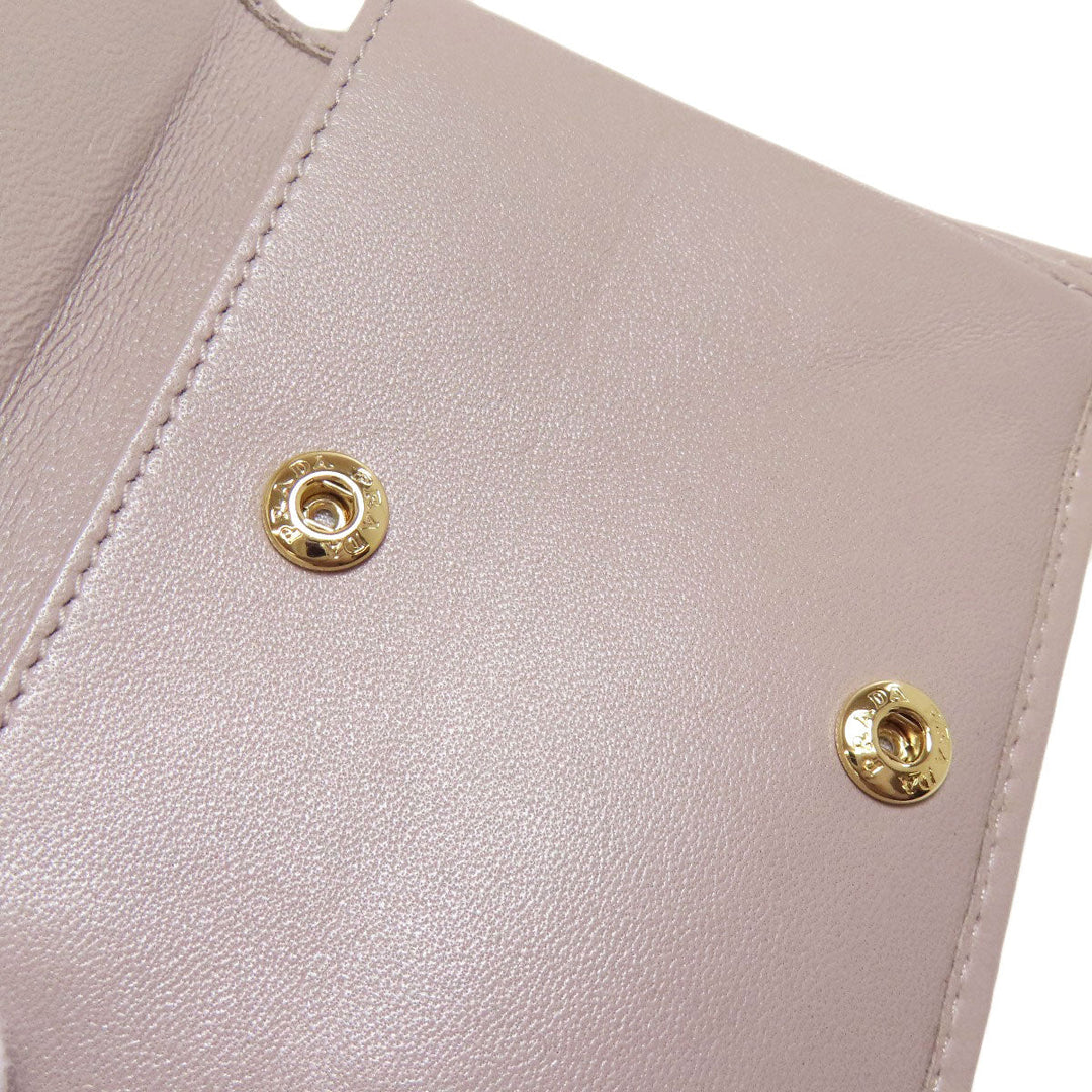 PRADA Bifold Wallet 1MV204 leather beige logoMetal