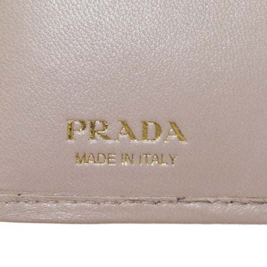PRADA Bifold Wallet 1MV204 leather beige logoMetal