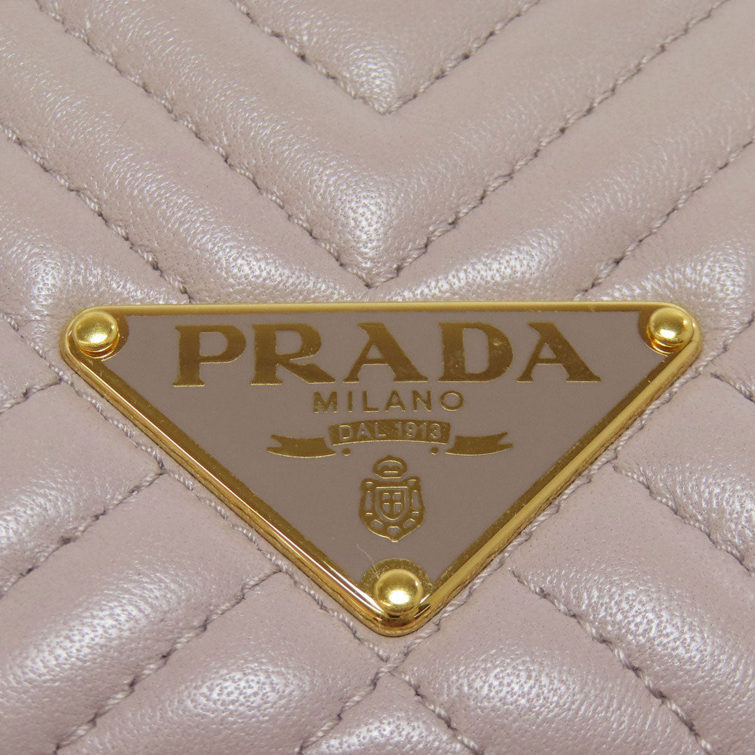 PRADA Bifold Wallet 1MV204 leather beige logoMetal