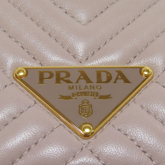 PRADA Bifold Wallet 1MV204 leather beige logoMetal