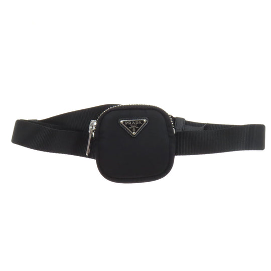PRADA Hip bag Nylon black logoMetal Women Used Authentic