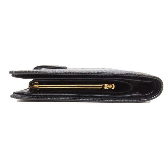 CHANEL Long Wallet Purse Grained Calfskin Skin black COCO Mark Gold Metal Women Used Authentic