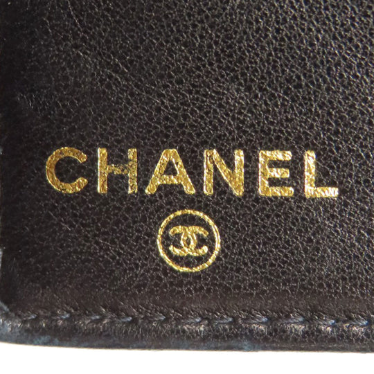 CHANEL Long Wallet Purse Grained Calfskin Skin black COCO Mark Gold Metal Women Used Authentic
