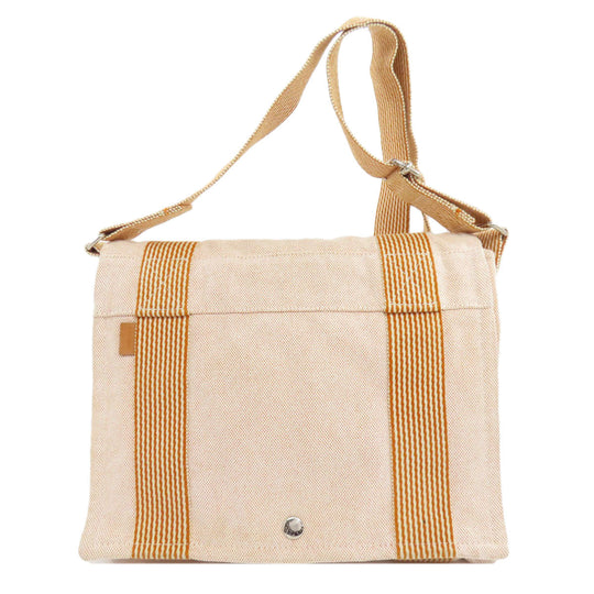 HERMES Shoulder Bag canvas Orange Fool Toe Basas Women Used Authentic