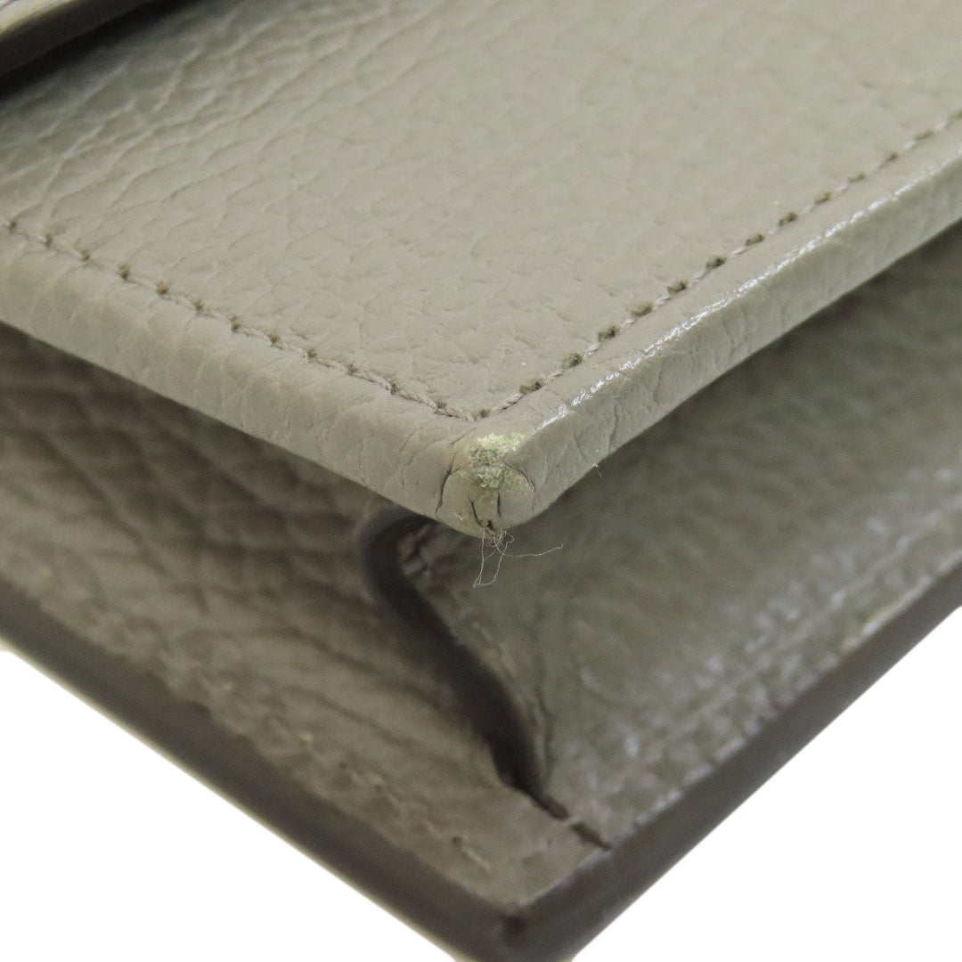 GUCCI Long Wallet Purse 510314 leather gray Outlet Chain Wallet Interlocking G Women Used Authentic