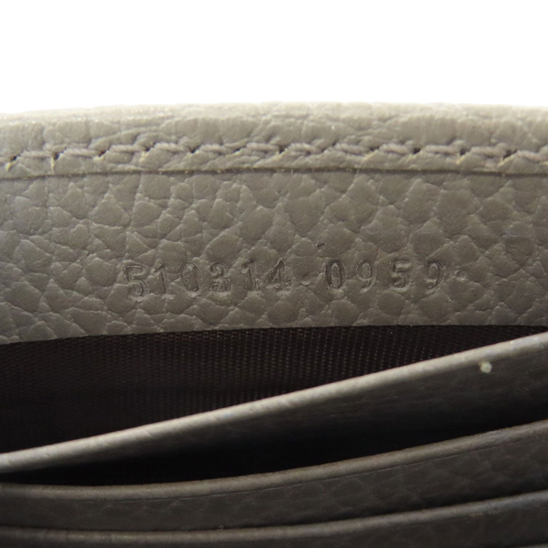 GUCCI Long Wallet Purse 510314 leather gray Outlet Chain Wallet Interlocking G Women Used Authentic