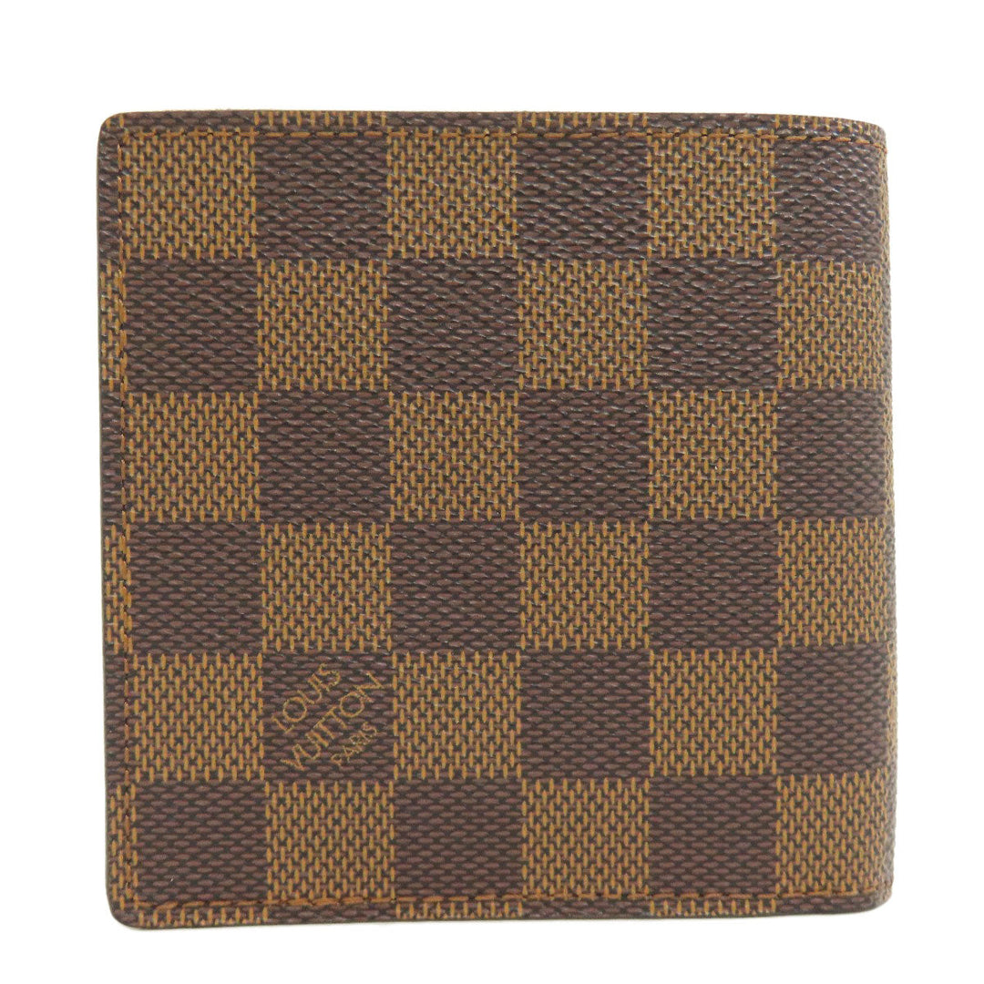 LOUIS VUITTON Bifold Wallet N61675 Damier canvas Brown Portefeuille�EMarco mens Used Authentic
