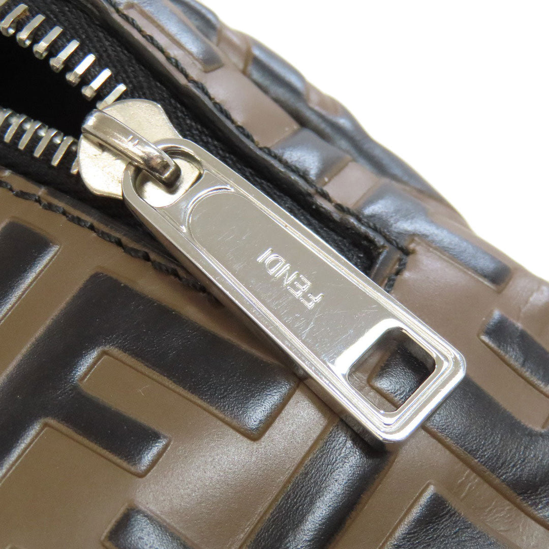 FENDI Sling bag Calfskin Brown Zucca Pattern Women Used Authentic