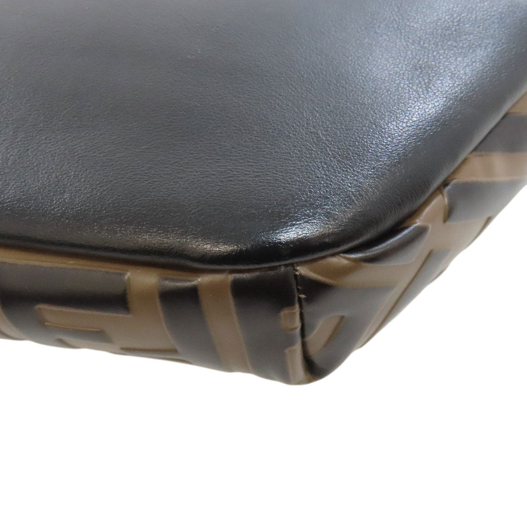 FENDI Sling bag Calfskin Brown Zucca Pattern Women Used Authentic