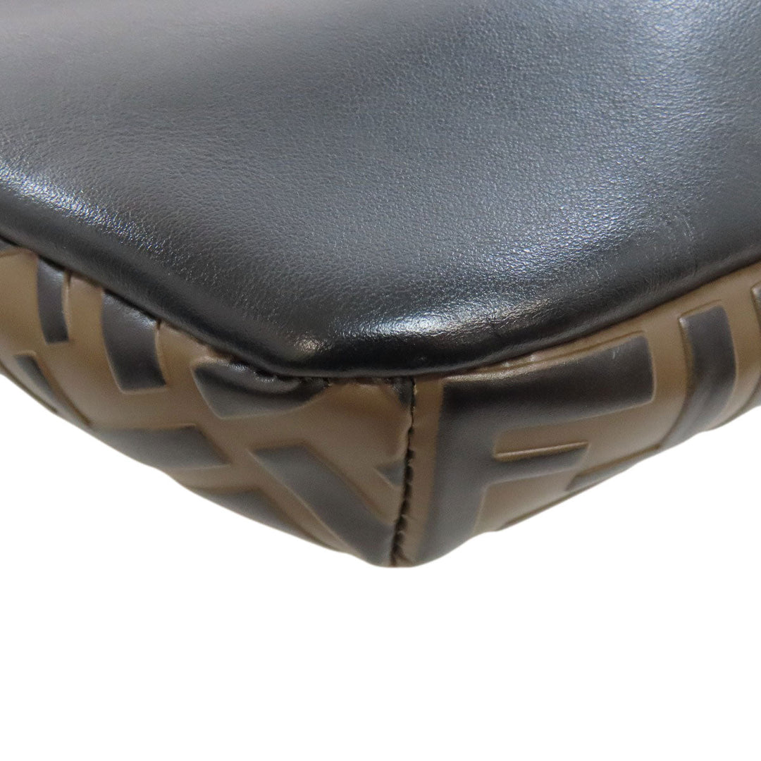 FENDI Sling bag Calfskin Brown Zucca Pattern Women Used Authentic