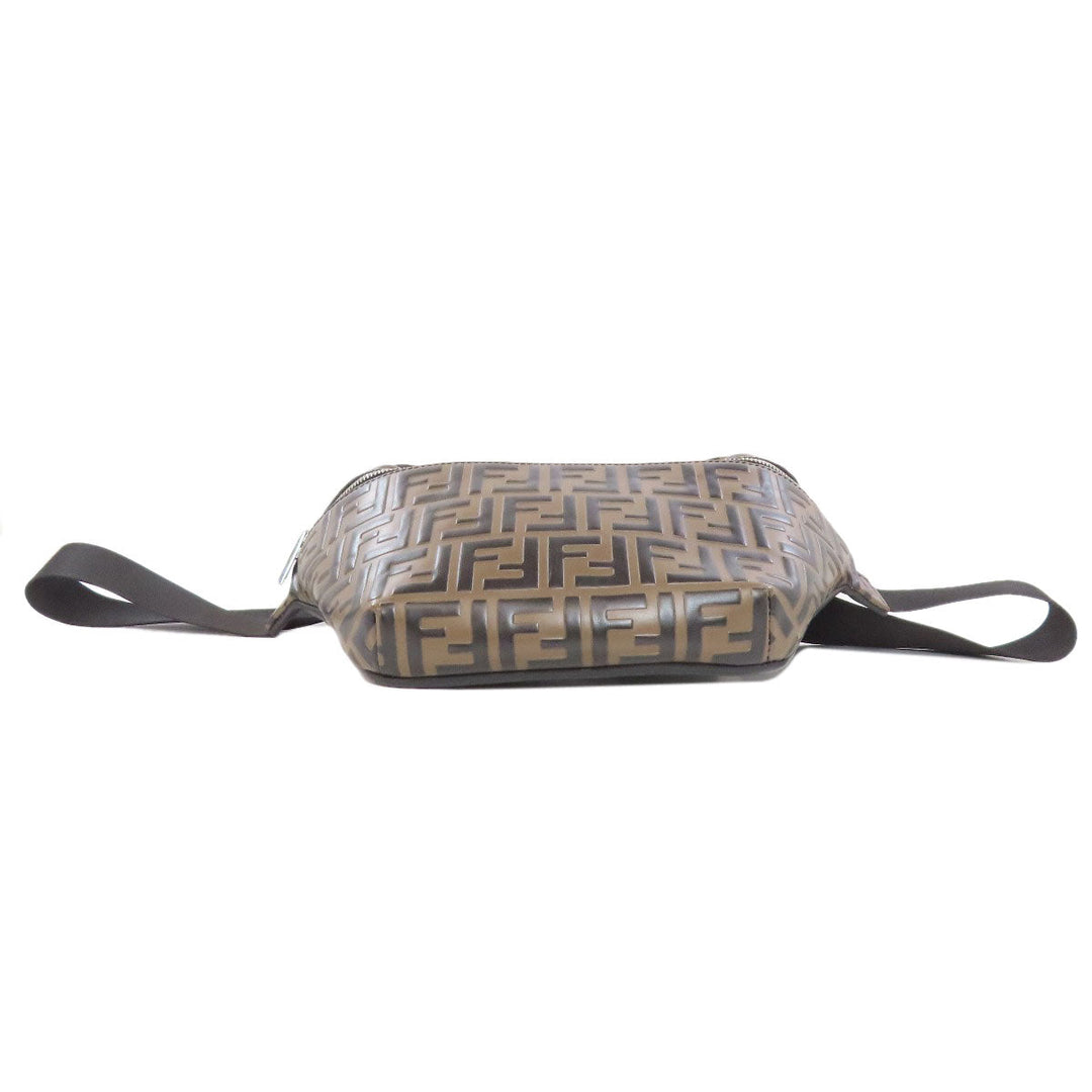 FENDI Sling bag Calfskin Brown Zucca Pattern Women Used Authentic