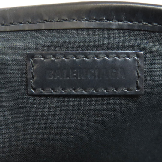 BALENCIAGA Handbag 339933 canvas white Navy kabas Women Used Authentic