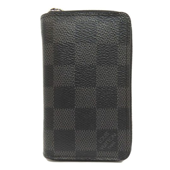 LOUIS VUITTON Coin case N63076 Damier canvas black Zippy coin purse mens(Unisex) Used Authentic