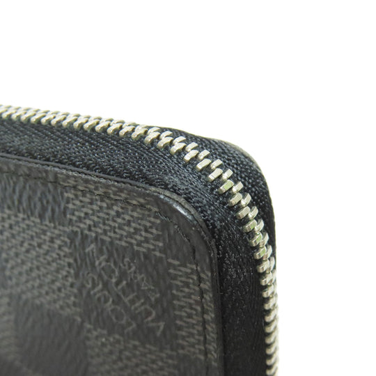 LOUIS VUITTON Coin case N63076 Damier canvas black Zippy coin purse mens(Unisex) Used Authentic