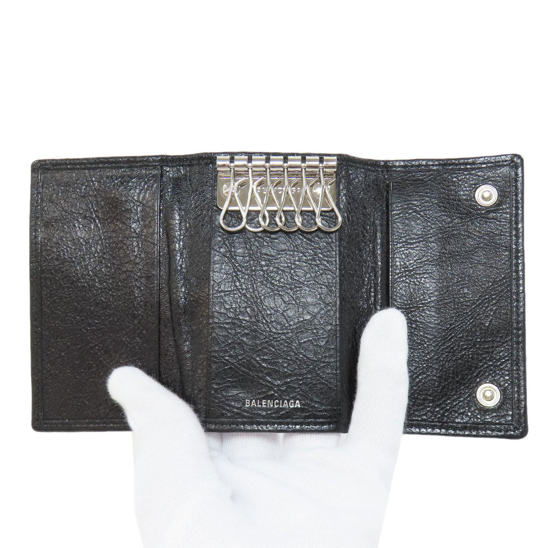 BALENCIAGA Key case Key holder  477450 leather black Classic