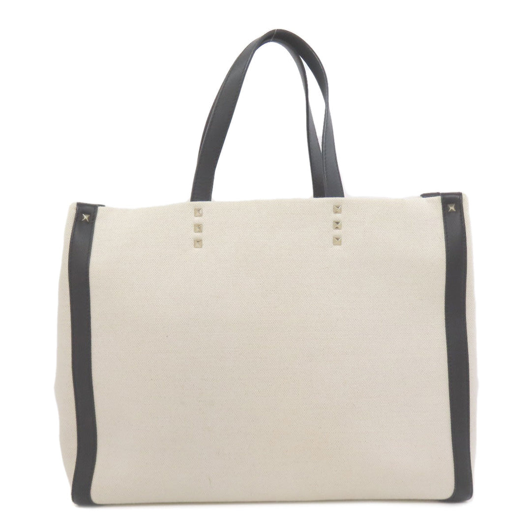 RaimondoValentino Tote Bag canvas white logo studs Women Used Authentic