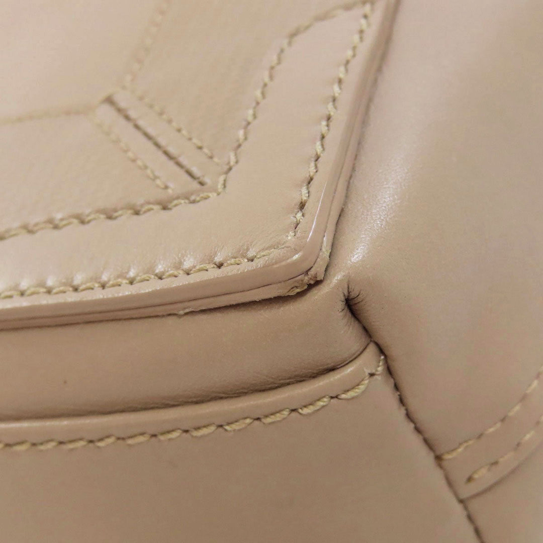 BALENCIAGA Handbag 390346 leather beige Navy Cabas XS 2WAY Women Used Authentic