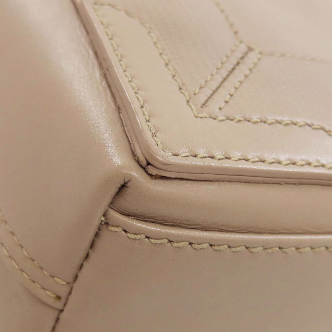 BALENCIAGA Handbag 390346 leather beige Navy Cabas XS 2WAY Women Used Authentic