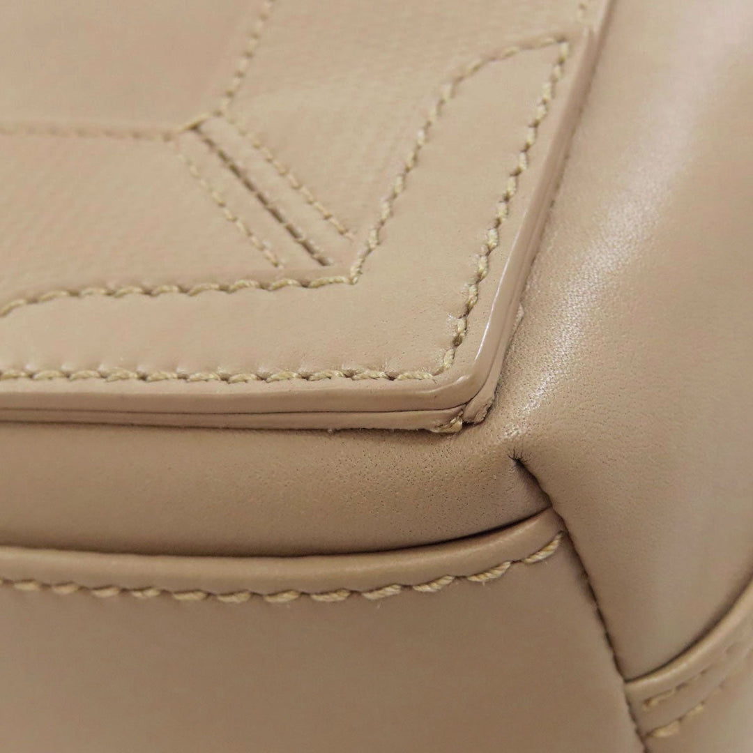 BALENCIAGA Handbag 390346 leather beige Navy Cabas XS 2WAY Women Used Authentic