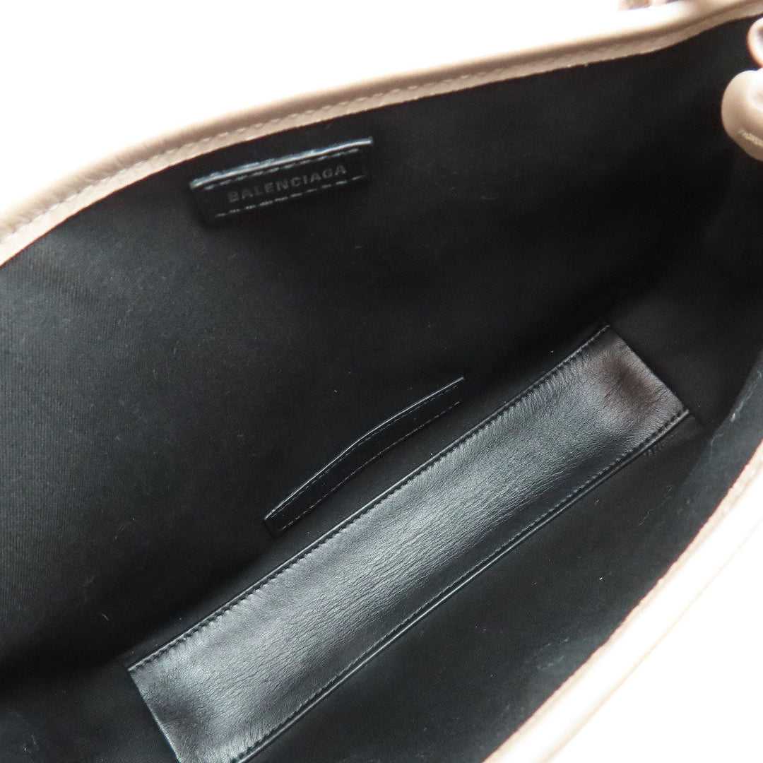 BALENCIAGA Handbag 390346 leather beige Navy Cabas XS 2WAY Women Used Authentic