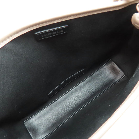 BALENCIAGA Handbag 390346 leather beige Navy Cabas XS 2WAY Women Used Authentic