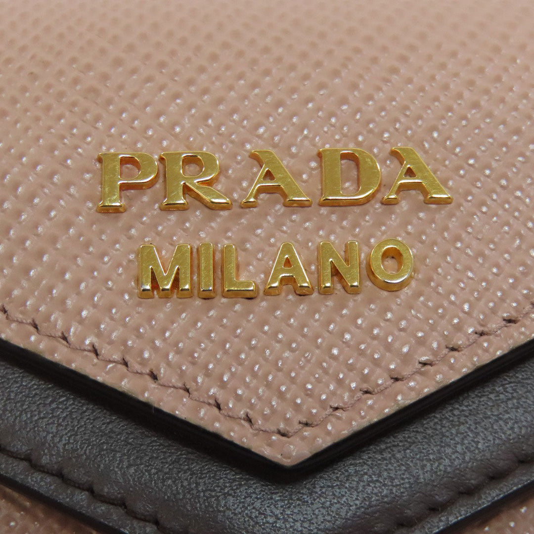 PRADA Bifold Wallet leather beige logo