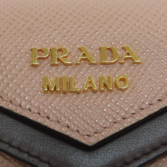 PRADA Bifold Wallet leather beige logo