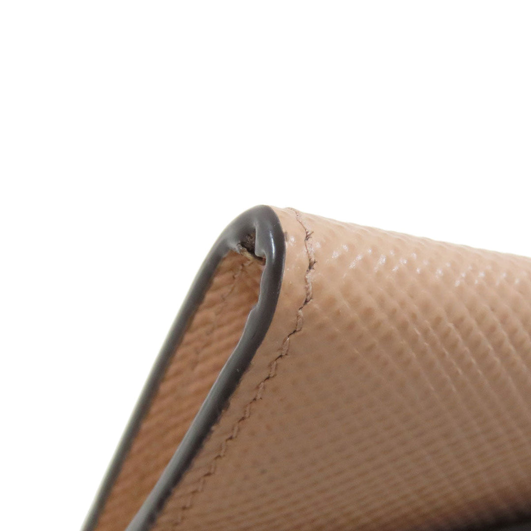 PRADA Bifold Wallet leather beige logo