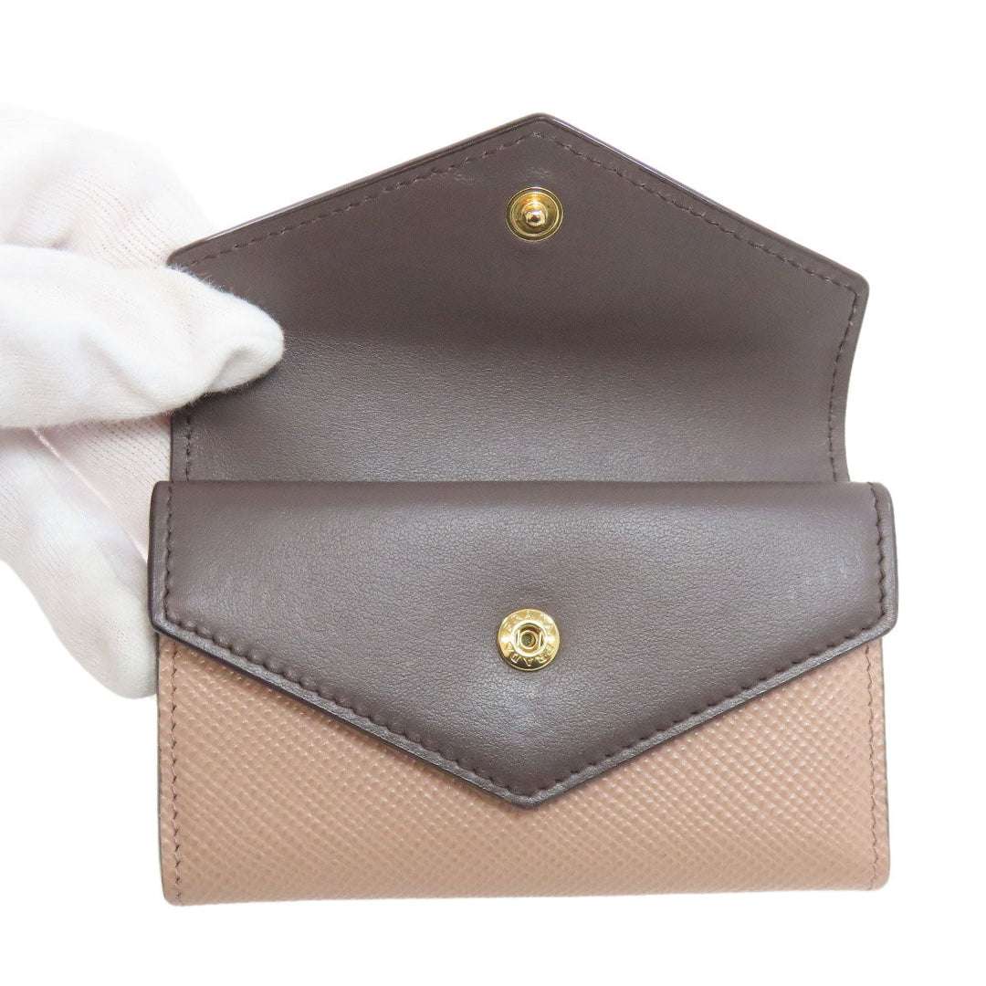 PRADA Bifold Wallet leather beige logo