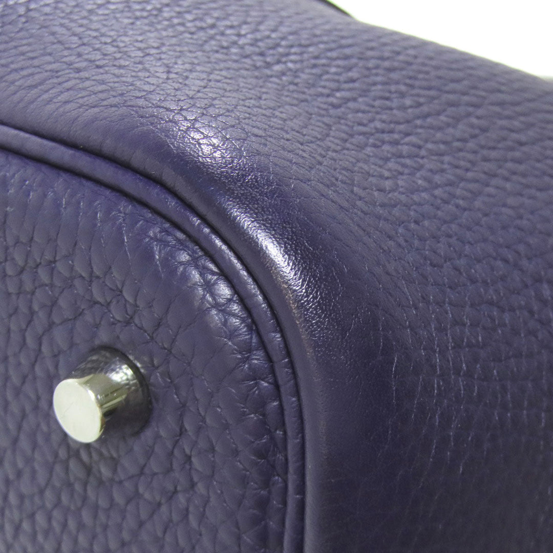 HERMES Handbag Taurillon Clemence Navy Picotin Lock MM SilverMetal Women Used Authentic