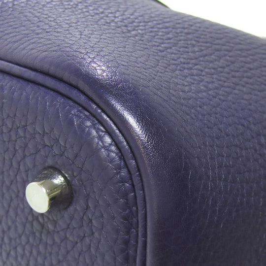 HERMES Handbag Taurillon Clemence Navy Picotin Lock MM SilverMetal Women Used Authentic