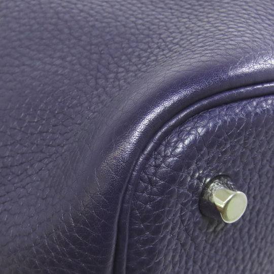 HERMES Handbag Taurillon Clemence Navy Picotin Lock MM SilverMetal Women Used Authentic