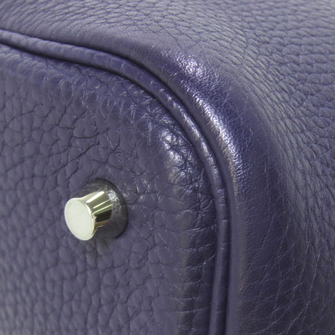 HERMES Handbag Taurillon Clemence Navy Picotin Lock MM SilverMetal Women Used Authentic