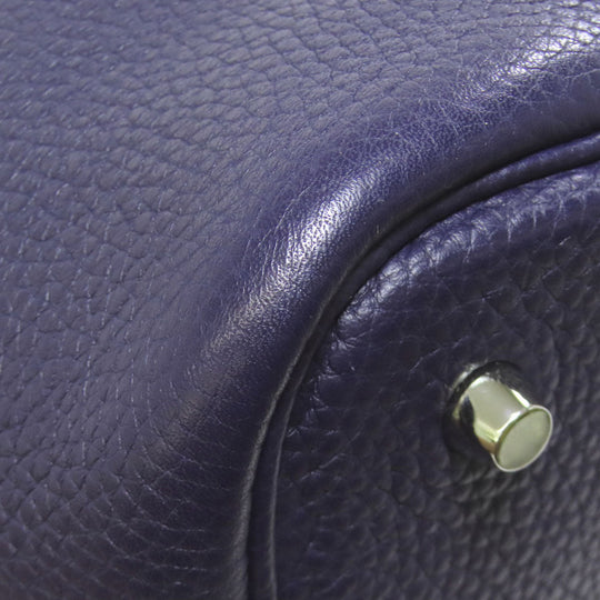 HERMES Handbag Taurillon Clemence Navy Picotin Lock MM SilverMetal Women Used Authentic