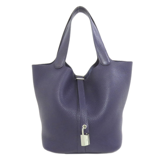 HERMES Handbag Taurillon Clemence Navy Picotin Lock MM SilverMetal Women Used Authentic