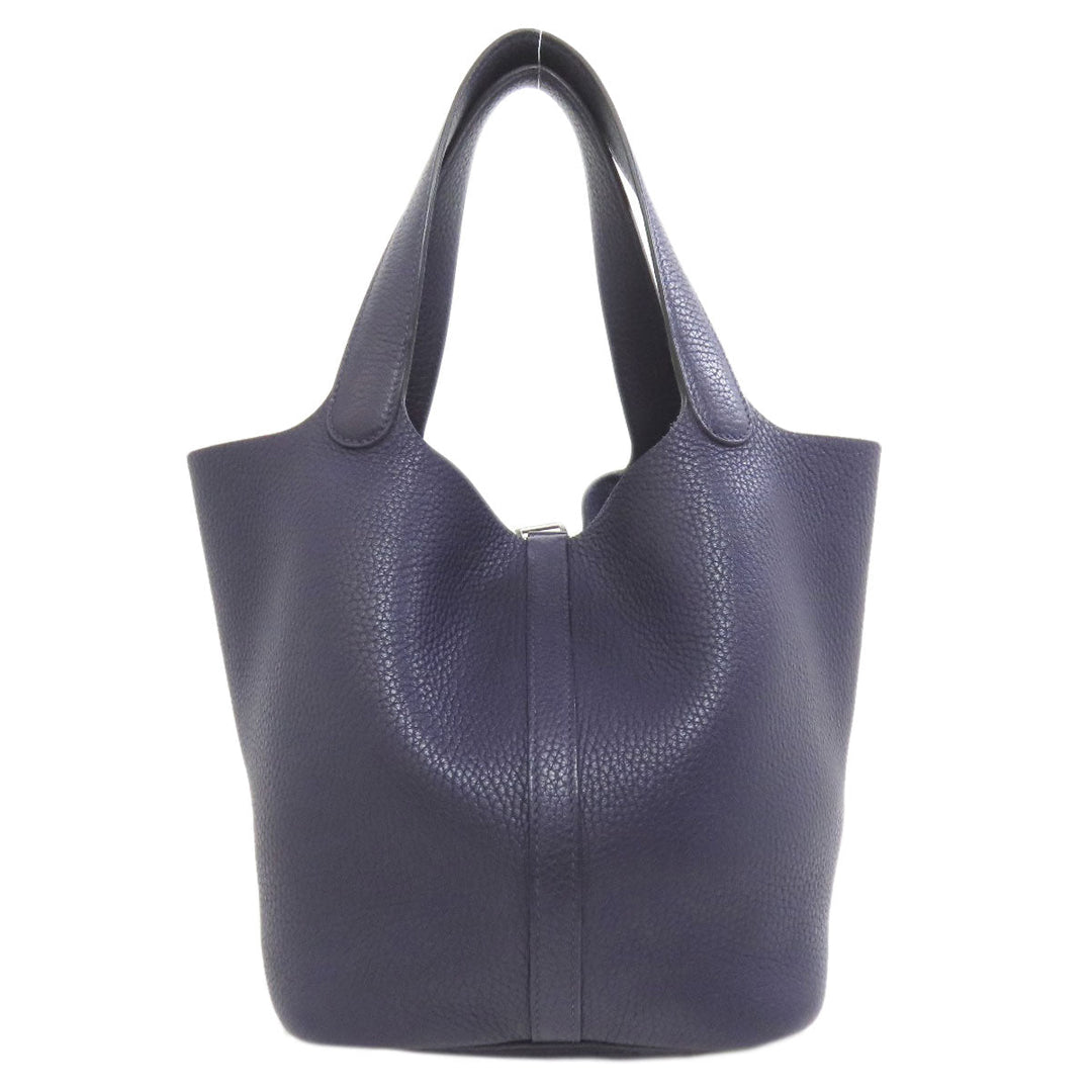HERMES Handbag Taurillon Clemence Navy Picotin Lock MM SilverMetal Women Used Authentic