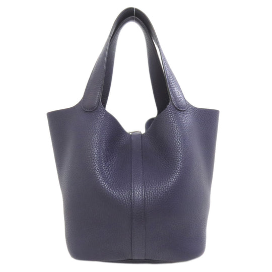 HERMES Handbag Taurillon Clemence Navy Picotin Lock MM SilverMetal Women Used Authentic