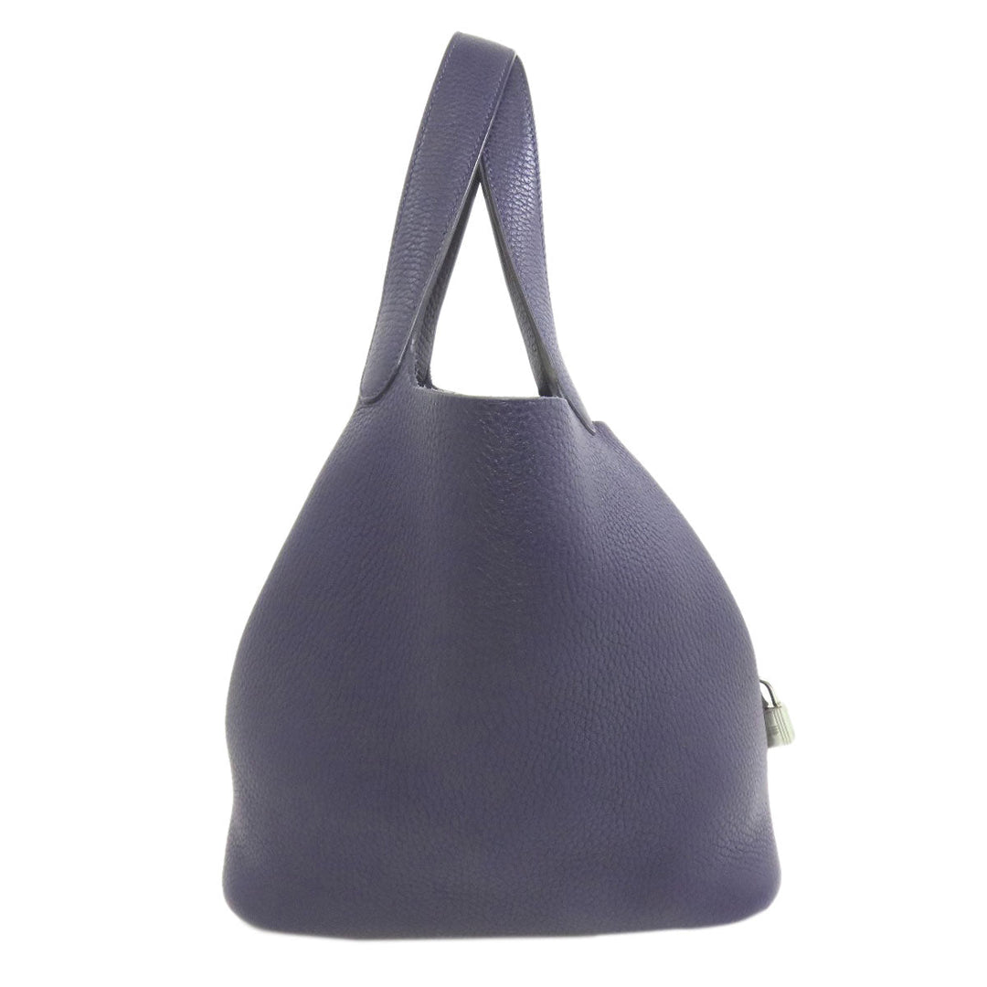 HERMES Handbag Taurillon Clemence Navy Picotin Lock MM SilverMetal Women Used Authentic