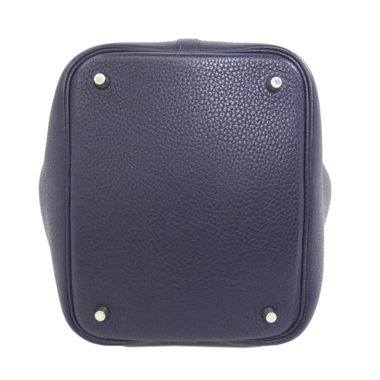 HERMES Handbag Taurillon Clemence Navy Picotin Lock MM SilverMetal Women Used Authentic