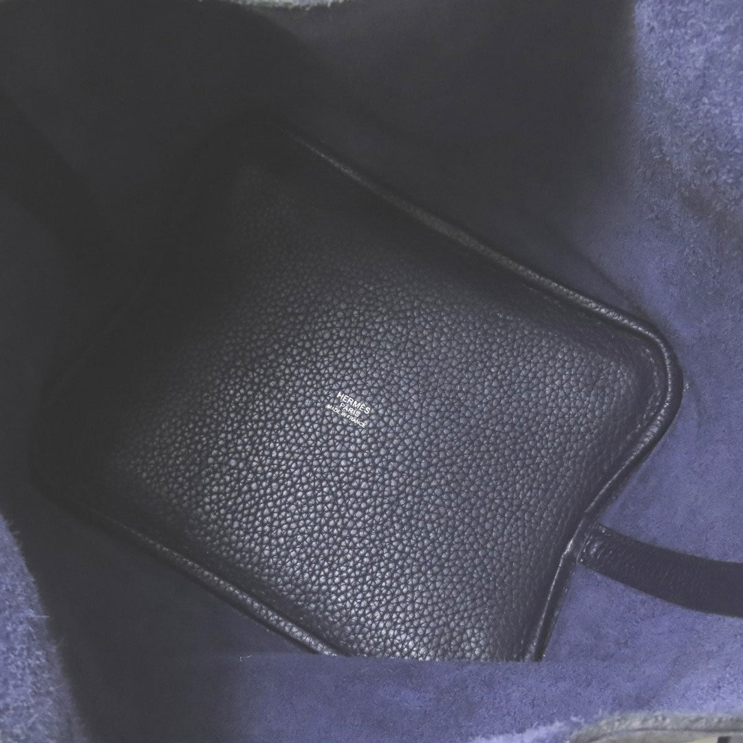 HERMES Handbag Taurillon Clemence Navy Picotin Lock MM SilverMetal Women Used Authentic
